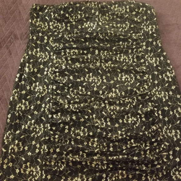 torrid Dresses & Skirts - Black gold lace rouched strapless cocktail dress